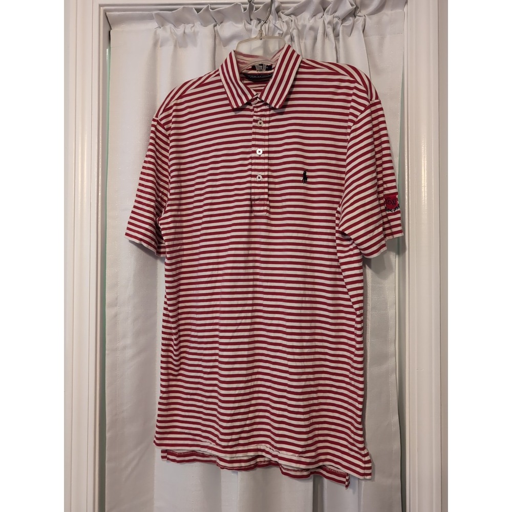 Polo Golf Ralph Lauren Polo Shirt Men's M Vintage Lisle Red White Striped Preppy